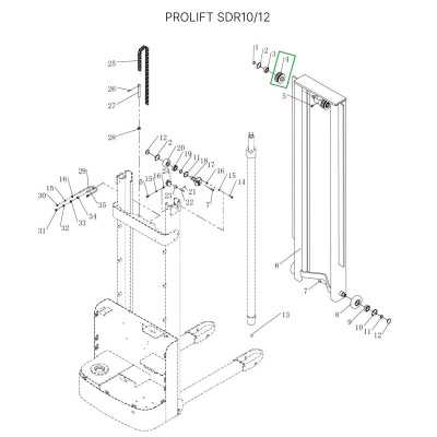 Ролик цепи редуктора ведущего колеса в сборе для штабелеров SDR 1-1,2 т, SDR1635 по ценам производителя в Екатеринбурге с доставкой по всей России
