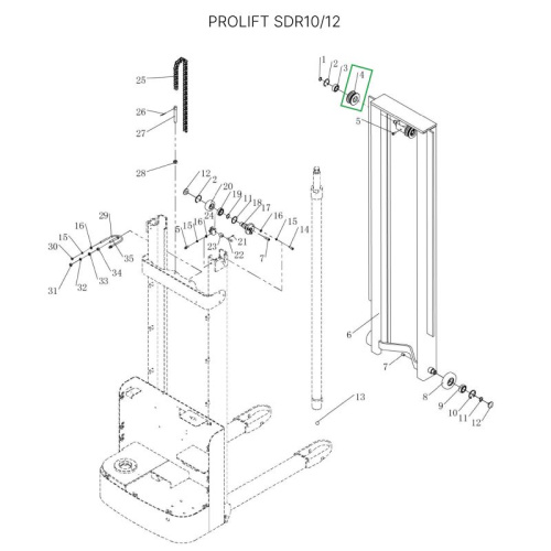 Ролик цепи редуктора ведущего колеса в сборе для штабелеров SDR 1-1,2 т, SDR1635 по ценам производителя в Екатеринбурге с доставкой по всей России