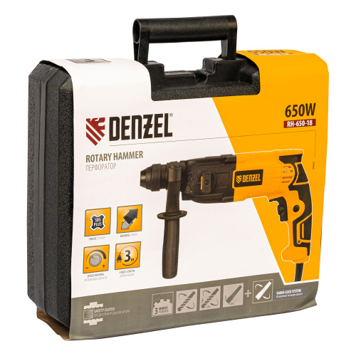 Перфоратор электрический RH-650-18, SDS-plus, 650 Вт, 2.0 Дж, 3 плюс 1 режим Denzel по ценам производителя в Екатеринбурге с доставкой по всей России