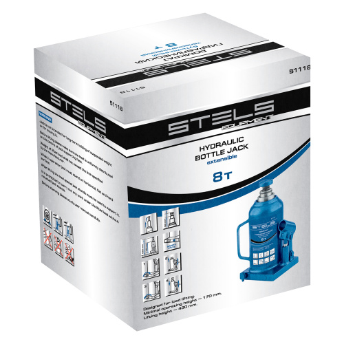 Домкрат гидравлический бутылочный телескопический, 8 т, H подъема 170-430 мм Stels по ценам производителя в Екатеринбурге с доставкой по всей России