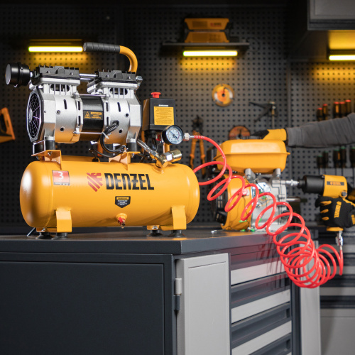 Компрессор DLS650/10 безмаслянный малошумный 650 Вт, 120 л/мин, ресивер 10 л Denzel по ценам производителя в Екатеринбурге с доставкой по всей России