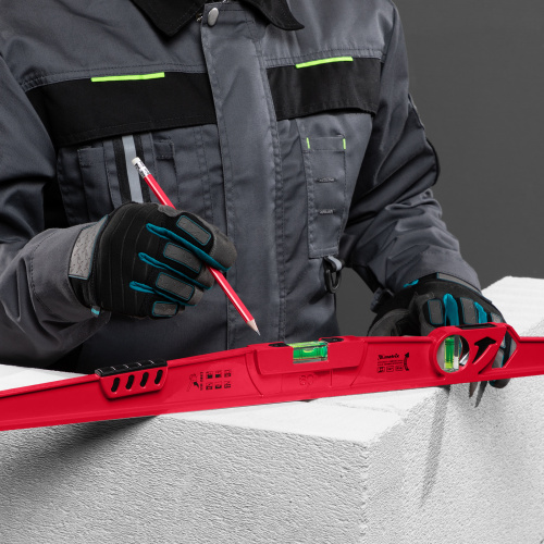 Уровень алюминиевый, 600 мм, литой, 2 глазка (1 фронтальный), ударная площадка Matrix по ценам производителя в Екатеринбурге с доставкой по всей России