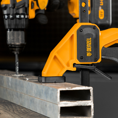 Струбцина F-образная, быстрозажимная, 150 х 80 мм, усиленный нейлоновый корпус Denzel по ценам производителя в Екатеринбурге с доставкой по всей России