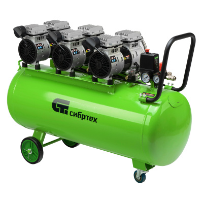 Компрессор безмаслянный малошумный МБ 2250/100, 2250 Вт, 100л, 400 л/мин Сибртех купить в Москве с доставкой по всей России | ProtosMarket.ru