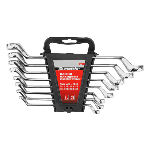 Набор ключей накидных 8 шт, 6-22мм, CrV, Elliptical, зеркальное хромирование Matrix по ценам производителя в Екатеринбурге с доставкой по всей России