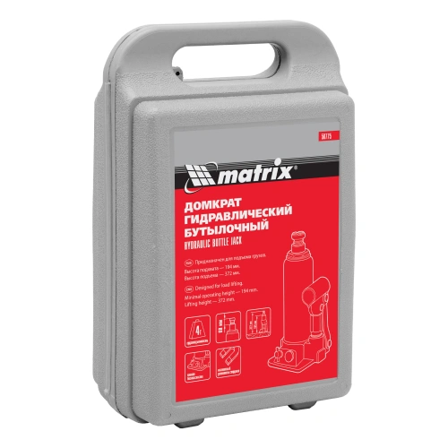 Домкрат гидравлический бутылочный, 4 т, h подъема 194-372 мм, в пластиковом кейсе Matrix по ценам производителя в Екатеринбурге с доставкой по всей России