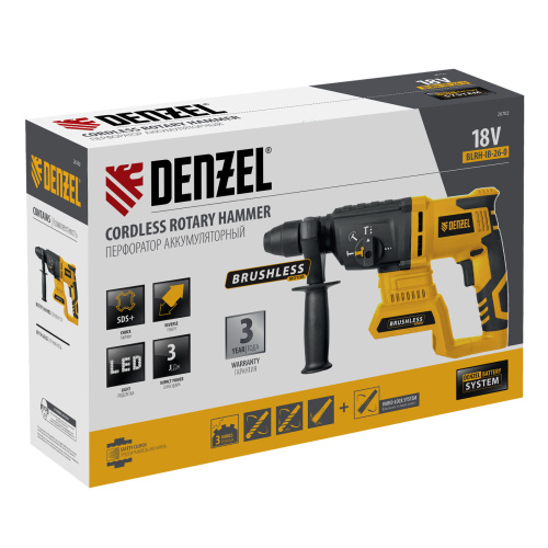 Перфоратор аккумуляторный BLRH-IB-26-0 Li-Ion, 18 В Denzel по ценам производителя в Екатеринбурге с доставкой по всей России