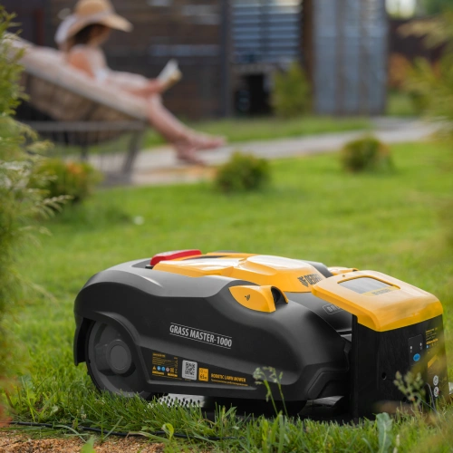 Робот-газонокосилка Grass Master 1000  1000м², 3Ач, 28V, LCD дисплей, Wi-Fi Denzel по ценам производителя в Екатеринбурге с доставкой по всей России