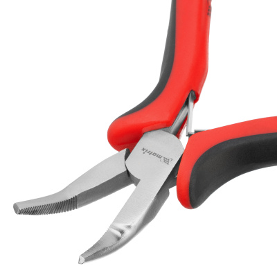 Длинногубцы изогнутые Mini, 130 мм, никелированные, авторазжим, двухкомпонентные рукоятки Matrix по ценам производителя в Екатеринбурге с доставкой по всей России