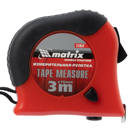 Рулетка Double fixation,3 м х 16 мм,обрезиненный корпус,двойная плавная фиксация Matrix по ценам производителя в Екатеринбурге с доставкой по всей России
