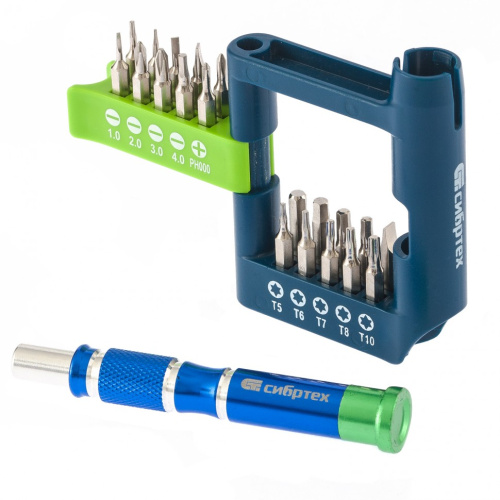 Отвертка для точных работ с набором бит, 21 шт, CrV Сибртех по ценам производителя в Екатеринбурге с доставкой по всей России
