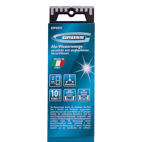 Уровень алюминиевый, 1500 мм, усиленный с ударопрочными заглушками, рукоятки, 3 глазка Gross по ценам производителя в Екатеринбурге с доставкой по всей России