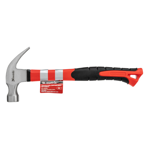 Молоток-гвоздодер optimal, 450 г, боек c магнитом, фибергласовая обрезиненная рукоятка Matrix по ценам производителя в Екатеринбурге с доставкой по всей России