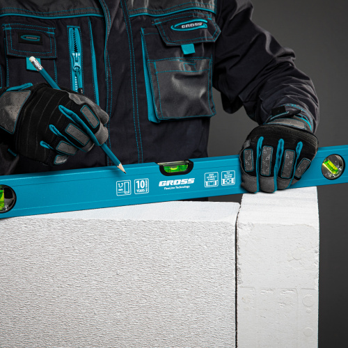 Уровень алюминиевый усиленный, 800 мм, 3 глазка Gross по ценам производителя в Екатеринбурге с доставкой по всей России