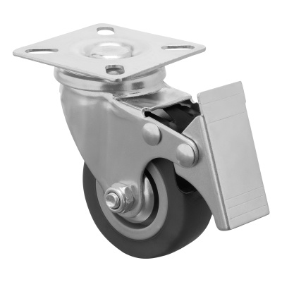 Колесо поворотное с тормозом D 50 мм, крепление  платформенное Сибртех по ценам производителя в Екатеринбурге с доставкой по всей России