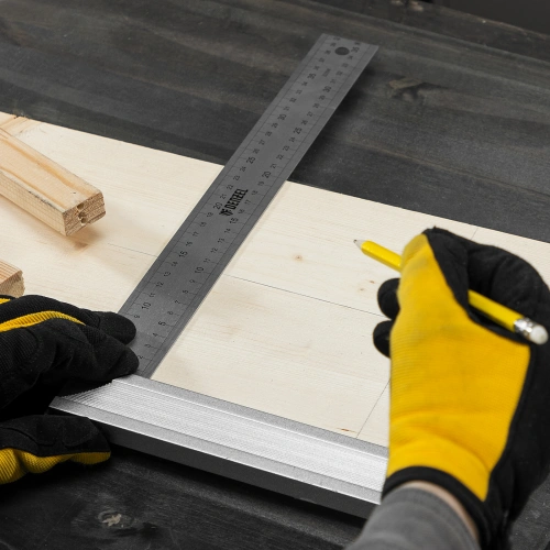 Угольник стальной 400 мм, нержавеющая сталь, градуировка, алюминиевое основание Denzel по ценам производителя в Екатеринбурге с доставкой по всей России