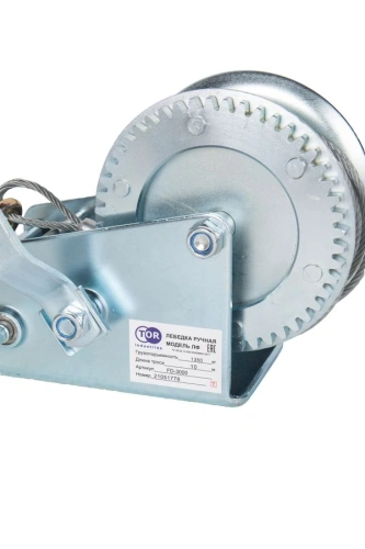 Лебедка ручная барабанная с тросом 1300кг  10м оцинкованная TOR FD по ценам производителя в Екатеринбурге с доставкой по всей России