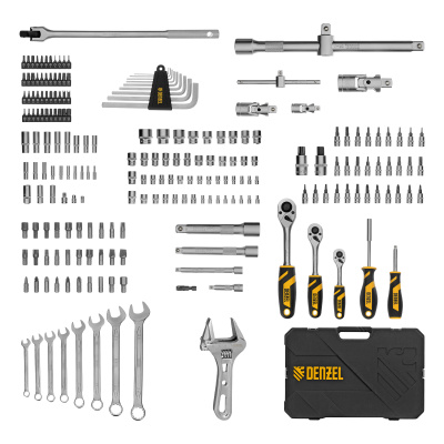 Набор инструментов, 1/2", 1/4", 3/8", CrV, S2, пластиковый кейс, 216 предметов Denzel по ценам производителя в Екатеринбурге с доставкой по всей России