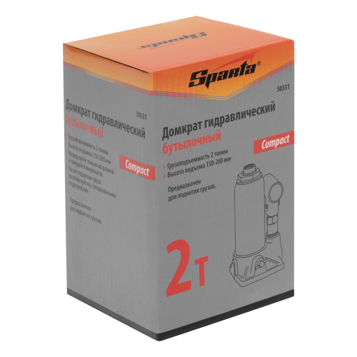 Домкрат гидравлический бутылочный 2 т, h подъема 150-280 мм Sparta Compact купить в Москве с доставкой по всей России | ProtosMarket.ru