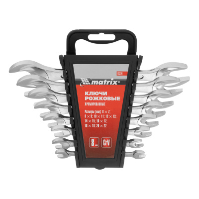 Набор ключей рожковых, 6-22 мм, 8 шт, CrV, хромированные Matrix по ценам производителя в Екатеринбурге с доставкой по всей России
