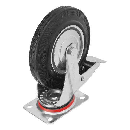 Колесо поворотное с тормозом D 125 мм, крепление  платформенное Сибртех по ценам производителя в Екатеринбурге с доставкой по всей России