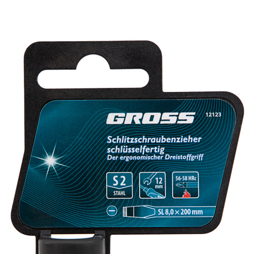 Отвертка SL8x 200 мм, S2, трехкомпонентная рукоятка Gross по ценам производителя в Екатеринбурге с доставкой по всей России