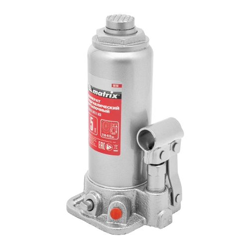 Домкрат гидравлический бутылочный, 5 т, высота подъема 216-413 мм, в пластиковый кейсе Matrix по ценам производителя в Екатеринбурге с доставкой по всей России