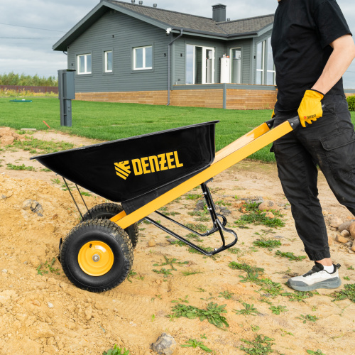 Тачка строительная, усиленная, объем 140 л, 250 кг, двухколесная, колесо 15х6.00-6 Denzel по ценам производителя в Екатеринбурге с доставкой по всей России