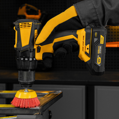 Щетка для дрели, 75 мм, Чашка, со шпилькой, нейлоновая щетина Denzel по ценам производителя в Екатеринбурге с доставкой по всей России