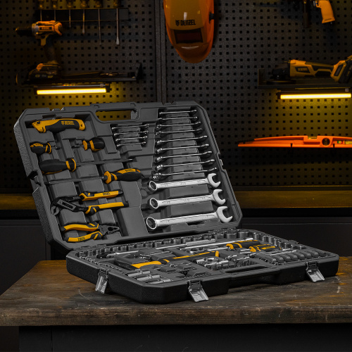 Набор инструментов, 1/2", 1/4", CrV, S2, пластиковый кейс, 122 предмета Denzel по ценам производителя в Екатеринбурге с доставкой по всей России