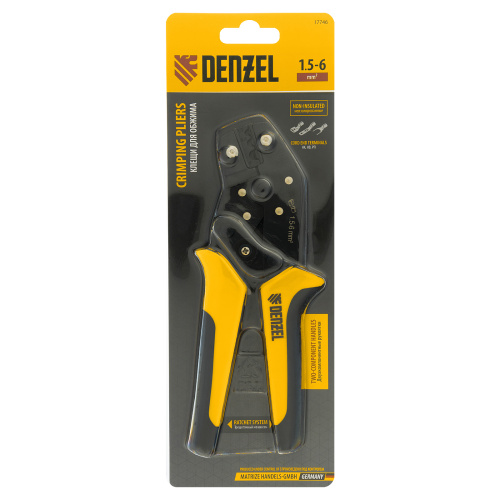 Клещи для обжима неизолированных наконечников НК и НВ, разъемов РП, 1,5 - 6 мм2 Denzel по ценам производителя в Екатеринбурге с доставкой по всей России