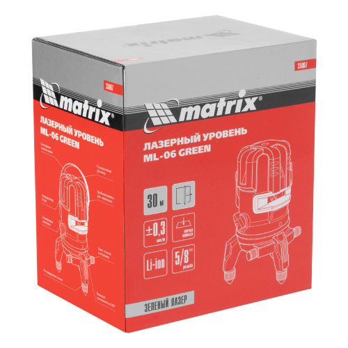 Лазерный уровень ML 06 Green, 30 м, 520 нм, аккумулятор Li 2800 мАч, резьба 5/8" Matrix по ценам производителя в Екатеринбурге с доставкой по всей России
