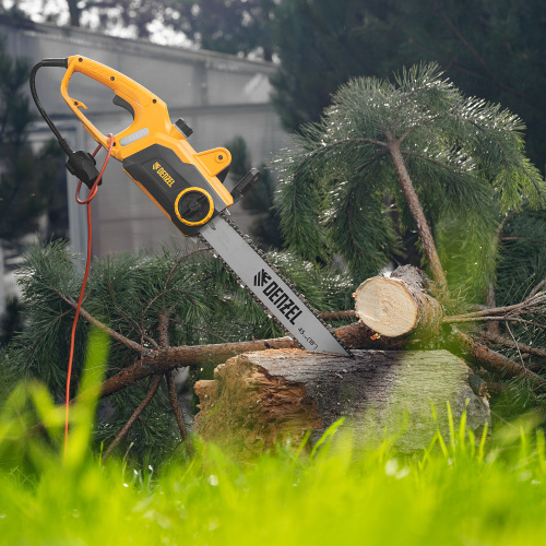 Пила цепная электрическая EDS-2200P, 2.2 кВт,поперечная, шина 45 см, шаг 3/8, паз 1.3 мм, 63 звена Denzel по ценам производителя в Екатеринбурге с доставкой по всей России