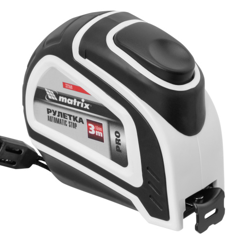 Рулетка Autostop,3 м х 16 мм,двухкомпонентный корпус,автоматическая фиксация,Pro Matrix по ценам производителя в Екатеринбурге с доставкой по всей России