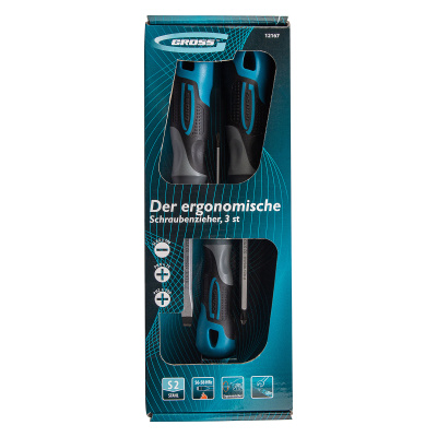 Набор отверток комбинированный 3 шт, S2, трехкомпонентная рукоятка Gross по ценам производителя в Екатеринбурге с доставкой по всей России