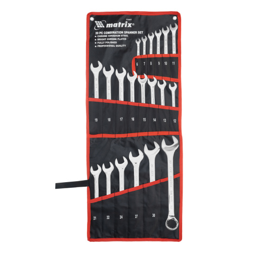 Набор ключей комбинированных 6-32 мм, 20 шт, CrV, полированный хром Matrix по ценам производителя в Екатеринбурге с доставкой по всей России