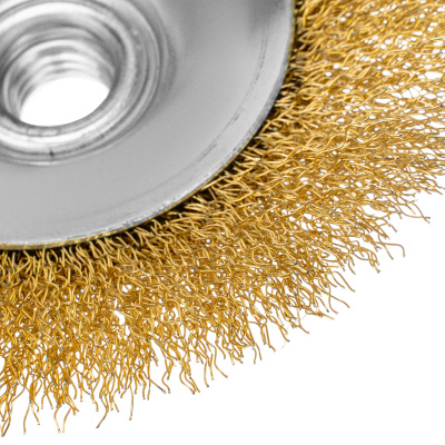 Щетка для УШМ, 125 мм, "Тарелка", витая нержавеющая проволока 0.3 мм, М14 Denzel по ценам производителя в Екатеринбурге с доставкой по всей России