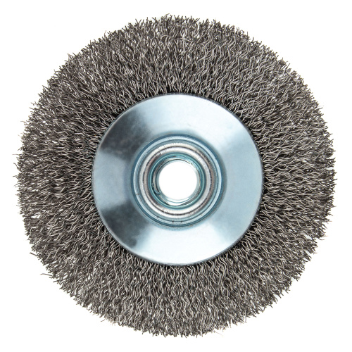 Щетка для УШМ, 100 мм, "Тарелка", витая нержавеющая проволока 0.3 мм, М14 Denzel по ценам производителя в Екатеринбурге с доставкой по всей России