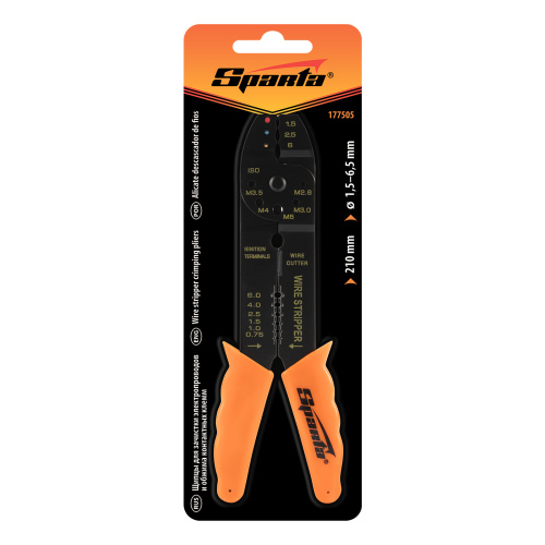 Щипцы, 210 мм, для зачистки электропроводов и обжима контактных кле мм, 1.5-6.5 мм Sparta по ценам производителя в Екатеринбурге с доставкой по всей России