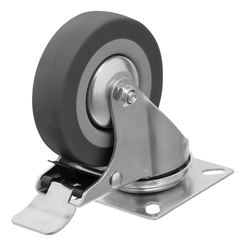 Колесо поворотное с тормозом D 75 мм, крепление  платформенное Сибртех по ценам производителя в Екатеринбурге с доставкой по всей России