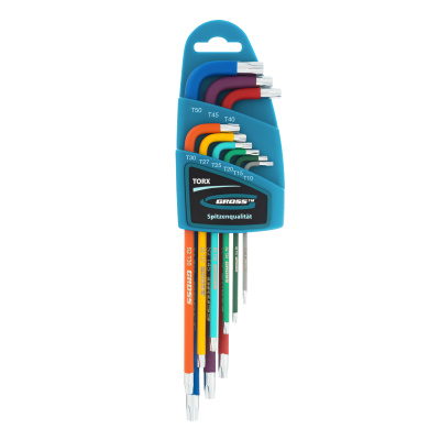 Набор ключей имбусовых Torx -TT, 9 шт: T10-T50, магнит, S2, экстра-длинные, хром/краска 9 шт Gross по ценам производителя в Екатеринбурге с доставкой по всей России