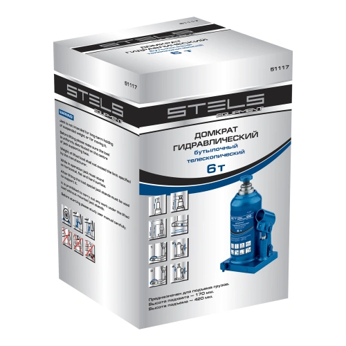 Домкрат гидравлический бутылочный телескопический, 6 т, H подъема 170-420 мм Stels по ценам производителя в Екатеринбурге с доставкой по всей России