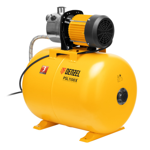 Насосная станция PSL1100X, 1100 Вт, 3600 л/ч, ресивер 50 л, подъем 45 м, нержавейка Denzel по ценам производителя в Екатеринбурге с доставкой по всей России