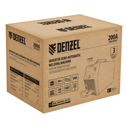 Аппарат инвертор. полуавтомат. cварки IMIG-205SDR, 200 А, ПВ 60%, катушка 5 кг Denzel по ценам производителя в Екатеринбурге с доставкой по всей России