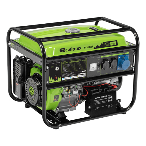 Генератор бензиновый БС-8000Э, 6,6 кВт, 230В, четырехтактный, 25 л, электростартер Сибртех по ценам производителя в Екатеринбурге с доставкой по всей России