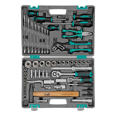Набор инструментов, 1/2", 1/4", CrV, пластиковый кейс 76 предметов Stels по ценам производителя в Екатеринбурге с доставкой по всей России