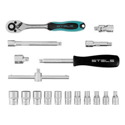 Набор торцевых головок с трещоткой, 1/4", 18 предметов Stels по ценам производителя в Екатеринбурге с доставкой по всей России