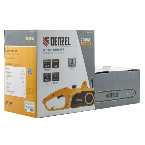 Пила цепная электрическая EDS-2000P, 2 кВт,поперечная, шина 40 см, шаг 3/8, паз 1.3 мм, 57 звеньев Denzel по ценам производителя в Екатеринбурге с доставкой по всей России