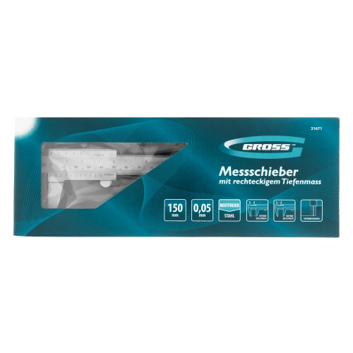 Штангенциркуль, 150 мм, 0.05 мм, нержавеющая сталь, с глубиномером Gross по ценам производителя в Екатеринбурге с доставкой по всей России