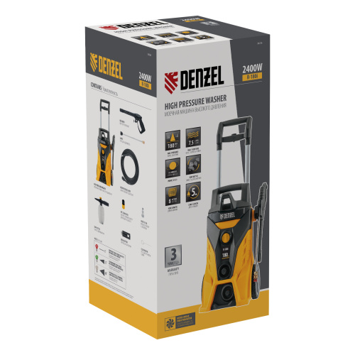 Моечная машина высокого давления R-180i, 2400 Вт, 180 бар, 7.5 л/мин, асинхронный двигатель Denzel по ценам производителя в Екатеринбурге с доставкой по всей России